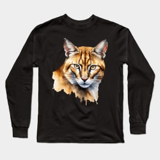 Abstract watercolor of an African Golden Cat #2 Long Sleeve T-Shirt